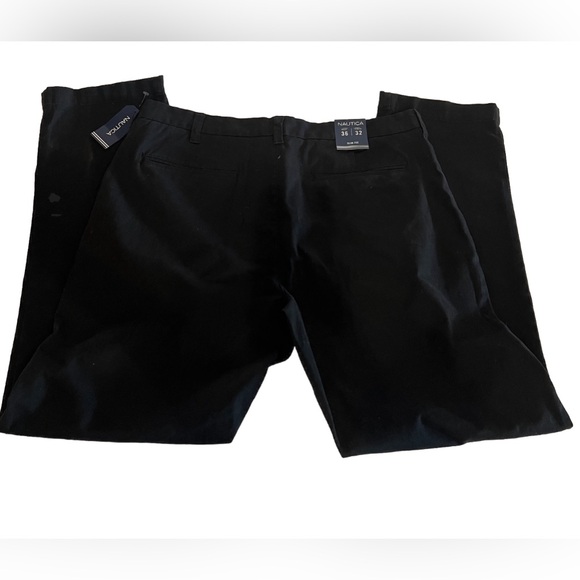 Mens NAUTICA Slim Stretch Fit Plain Front True Black Khaki Pants NWT 36x32 $80 - Picture 4 of 6